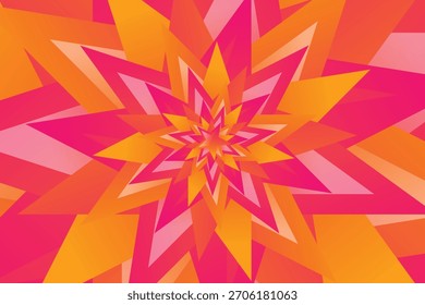 Colorful layered star design with dynamic geometric lines