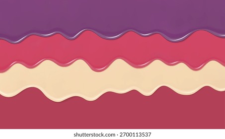 Colorful Layers of Dripping Liquid Texture in Shades of Pink and Purple