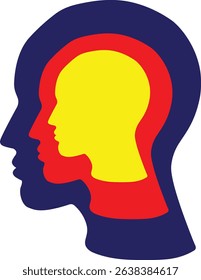 Colorful Layers of the Human Mind Silhouette	