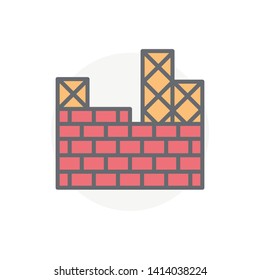 Colorful laying brick blocks vector icon isolated on white background. Construction symbol modern, simple, vector, icon for website design, mobile app, ui. Vector Illustration