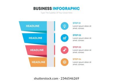 Colorful layout with 4 points of steps or list with arrows, infographic element template vector.