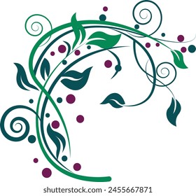 colorful leaf alpona vector design 