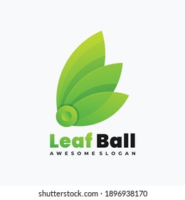 colorful leaf and ball logo illustration vector template