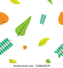 Colorful of Leaf cartoon random rotation on white background. The pattern can be used for wrapping gifts.