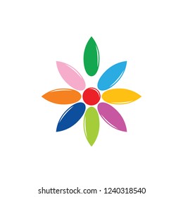 colorful leaf in circle motion design logo 