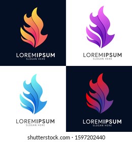 Colorful Leaf Flame Modern Logo Design Vector Template