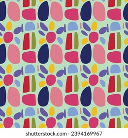 Colorful leaf for flat scandi style seamless vector kids pattern. Fun whimsical nature for gender neutral baby wallpaper. 