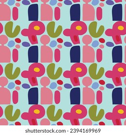 Colorful leaf for flat scandi style seamless vector kids pattern. Fun whimsical nature for gender neutral baby wallpaper. 