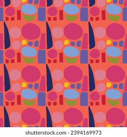 Colorful leaf for flat scandi style seamless vector kids pattern. Fun whimsical nature for gender neutral baby wallpaper. 