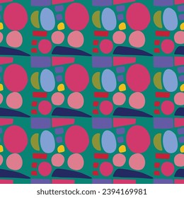 Colorful leaf for flat scandi style seamless vector kids pattern. Fun whimsical nature for gender neutral baby wallpaper. 