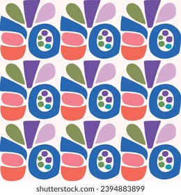 Colorful leaf for flat scandi style seamless vector kids pattern. Fun whimsical nature for gender neutral baby wallpaper. 