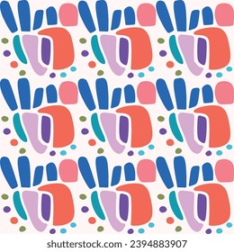 Colorful leaf for flat scandi style seamless vector kids pattern. Fun whimsical nature for gender neutral baby wallpaper. 