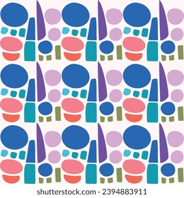 Colorful leaf for flat scandi style seamless vector kids pattern. Fun whimsical nature for gender neutral baby wallpaper. 