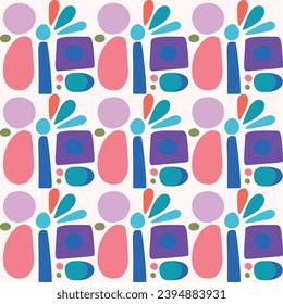 Colorful leaf for flat scandi style seamless vector kids pattern. Fun whimsical nature for gender neutral baby wallpaper. 