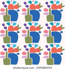 Colorful leaf for flat scandi style seamless vector kids pattern. Fun whimsical nature for gender neutral baby wallpaper. 