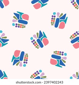 Colorful leaf for flat scandi style seamless vector kids pattern. Fun whimsical nature for gender neutral baby wallpaper. 