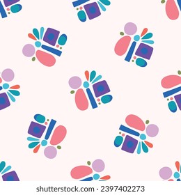 Colorful leaf for flat scandi style seamless vector kids pattern. Fun whimsical nature for gender neutral baby wallpaper. 