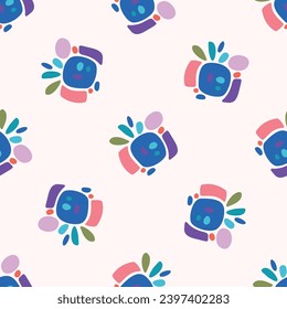 Colorful leaf for flat scandi style seamless vector kids pattern. Fun whimsical nature for gender neutral baby wallpaper. 