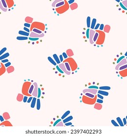 Colorful leaf for flat scandi style seamless vector kids pattern. Fun whimsical nature for gender neutral baby wallpaper. 