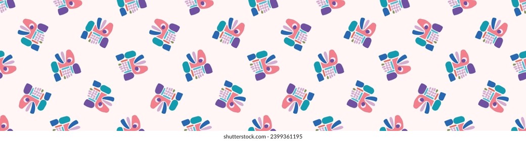 Colorful leaf for flat scandi style seamless vector kids border. Fun whimsical nature for gender neutral baby endless ribbon.