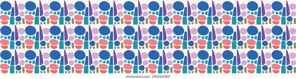 Colorful leaf for flat scandi style seamless vector kids border. Fun whimsical nature for gender neutral baby endless ribbon.