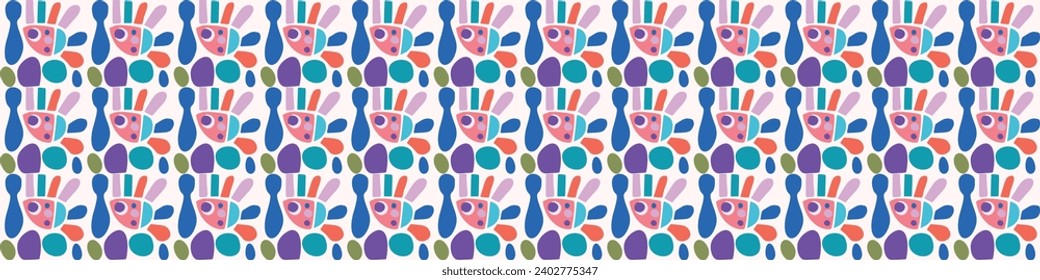 Colorful leaf for flat scandi style seamless vector kids border. Fun whimsical nature for gender neutral baby endless ribbon.