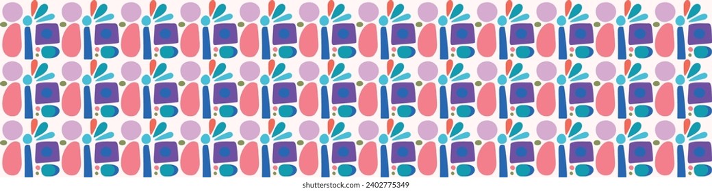 Colorful leaf for flat scandi style seamless vector kids border. Fun whimsical nature for gender neutral baby endless ribbon.