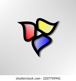 colorful leaf flower triangle transparent logo design vector