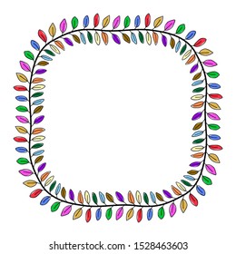 colorful leaf frames, floral style lines, natural leaf motif borders with an isolated white background.