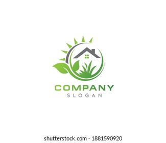 Colorful leaf home logo design-leaf logo design-leaf icon design-natural house logo design