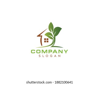 Colorful leaf home logo design-leaf logo design-leaf icon design-natural house icon logo design