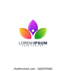 Colorful leaf human abstract logo design template
