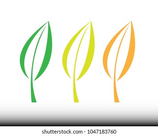 Colorful leaf icon set. - 
Autumn, Plant, Season, natural, Abstract, Logo