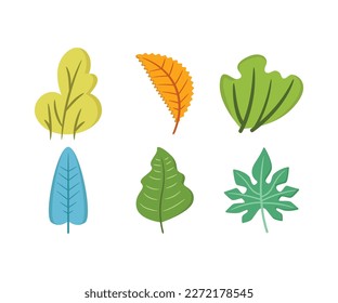 iconos coloreados de hoja conjunto ilustración vectorial