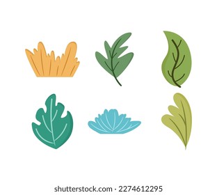 iconos coloreados de hoja conjunto ilustración vectorial