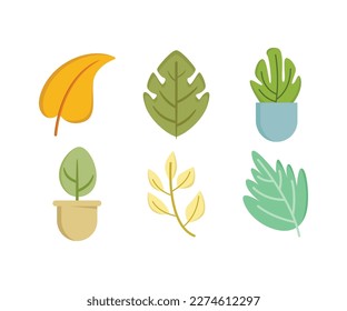 colorful leaf icons set vector illustration