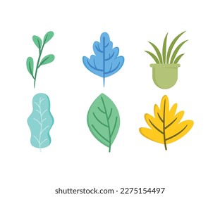 colorful leaf icons set vector illustration