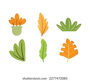 iconos coloreados de hoja conjunto ilustración vectorial