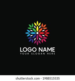 Colorful leaf logo design template