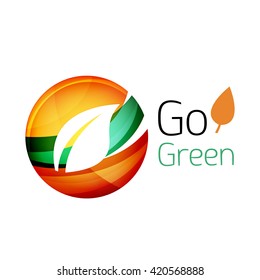 Colorful leaf logo. Geometric abstract icon. Nature or eco concept. Vector illustration