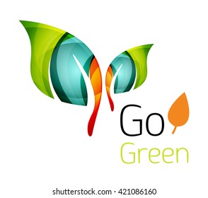 Colorful leaf logo. Geometric abstract icon. Nature or eco concept. Vector illustration