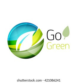 Colorful leaf logo. Geometric abstract icon. Nature or eco concept. Vector illustration