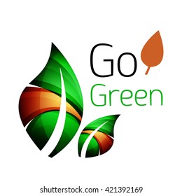 Colorful leaf logo. Geometric abstract icon. Nature or eco concept. Vector illustration