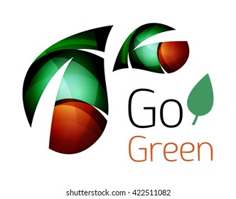 Colorful leaf logo. Geometric abstract icon. Nature or eco concept. Vector illustration