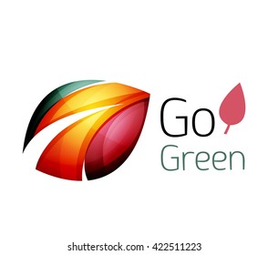 Colorful leaf logo. Geometric abstract icon. Nature or eco concept. Vector illustration