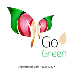 Colorful leaf logo. Geometric abstract icon. Nature or eco concept. Vector illustration