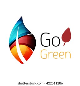 Colorful leaf logo. Geometric abstract icon. Nature or eco concept. Vector illustration