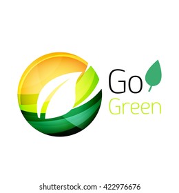 Colorful leaf logo. Geometric abstract icon. Nature or eco concept. Vector illustration