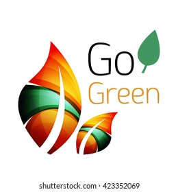 Colorful leaf logo. Geometric abstract icon. Nature or eco concept. Vector illustration