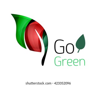 Colorful leaf logo. Geometric abstract icon. Nature or eco concept. Vector illustration